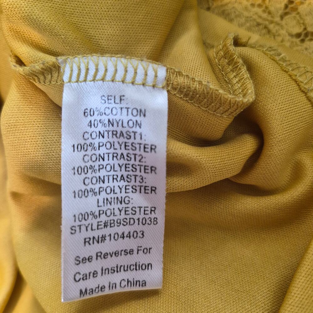 Altar'd State dress mustard yellow lace flutter sleeve high neck mini size S - Picture 9 of 9